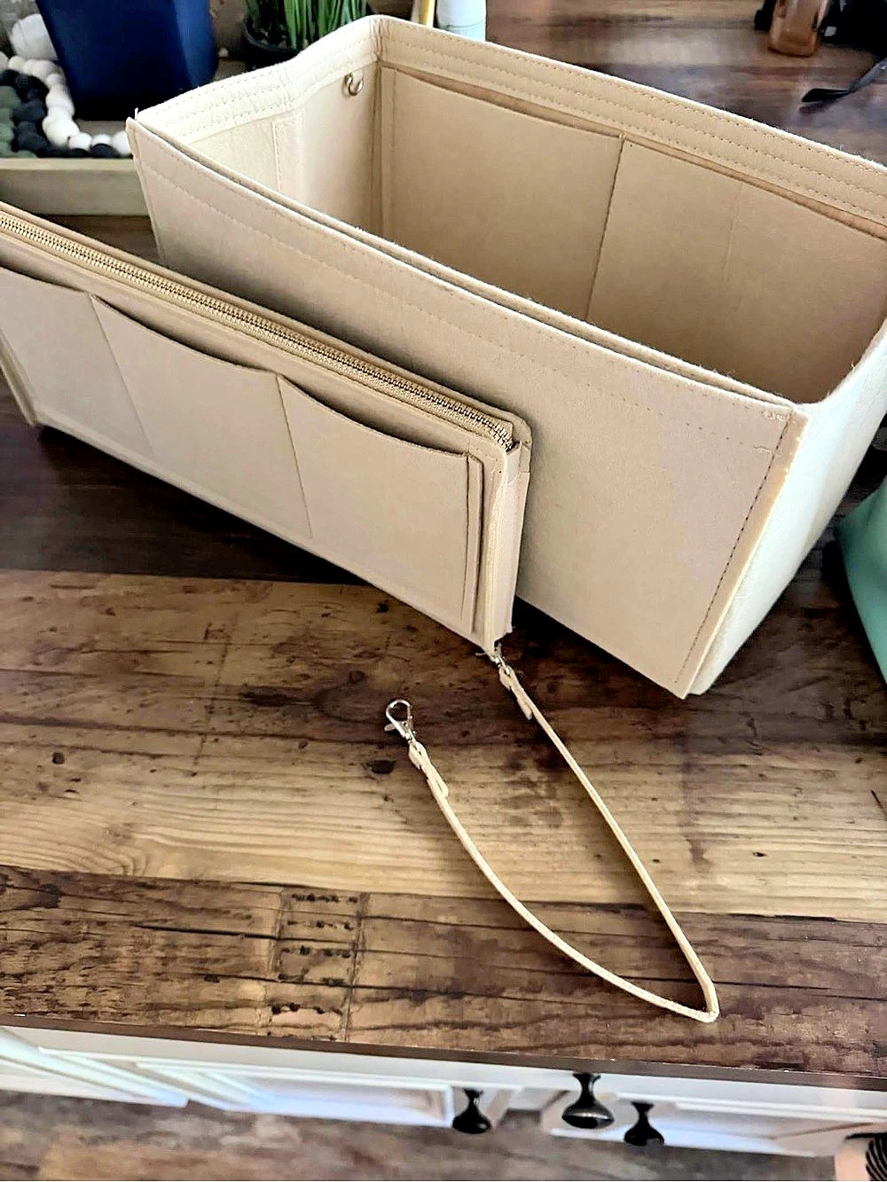 Cream Colored Bag Organizer
